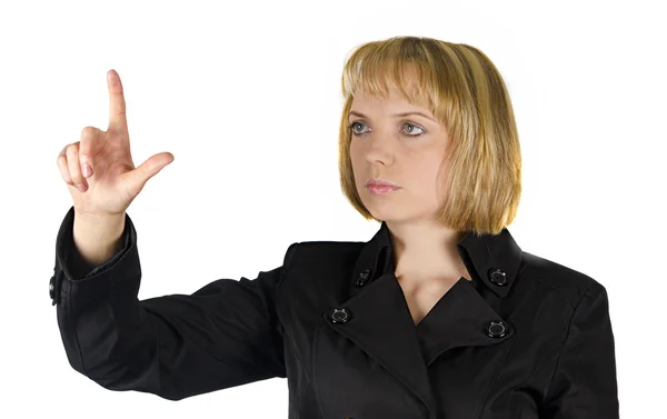 Close up of Woman pointing up — Stock Photo, Image