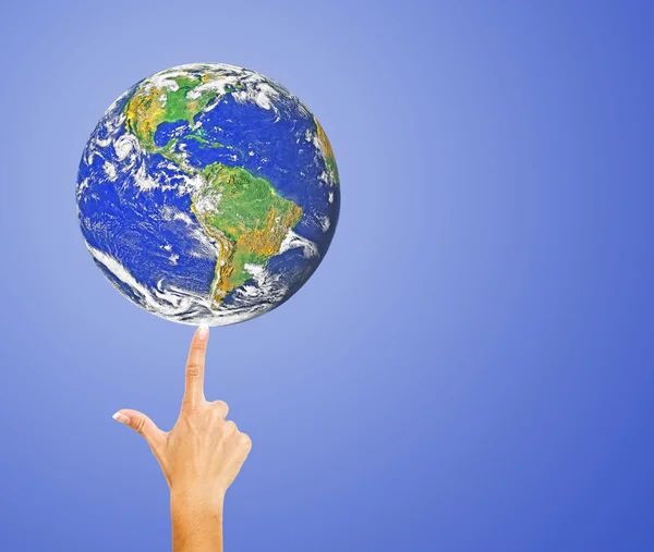 Hand with planet earth.Elements of this image furnished by NASA — Stock Photo, Image