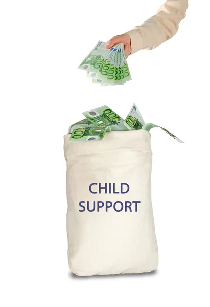 Tasche mit Kindergeld — Stockfoto