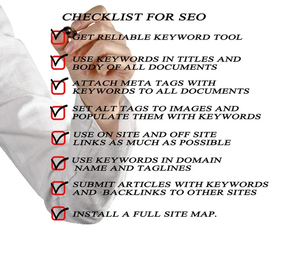 Presentation of SEO checklist — Stock Photo, Image
