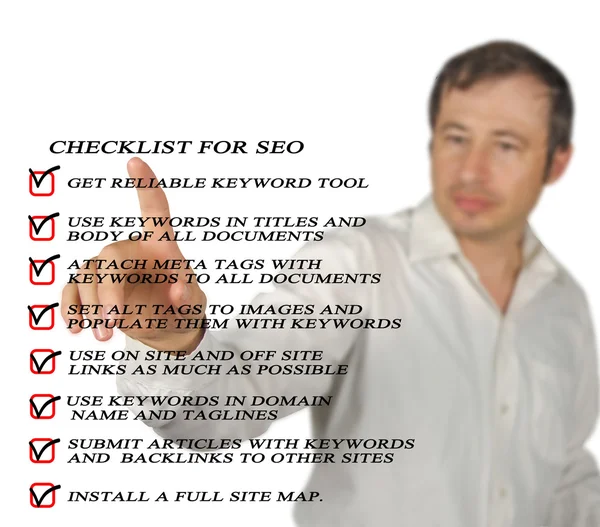 Presentation of SEO checklist — Stock Photo, Image