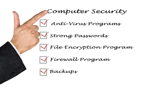 Контрольний список для комп'ютерної безпеки — стокове фото
