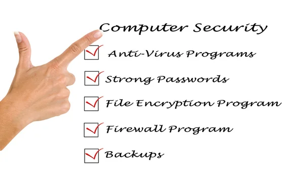 Λίστα ελέγχου για την ασφάλεια υπολογιστών — Φωτογραφία Αρχείου