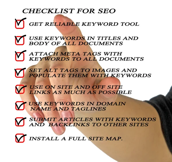 stock image Presentation of SEO checklist