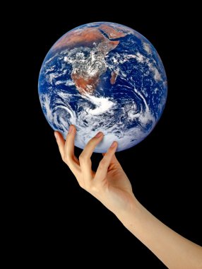 Planet Earth in hand clipart