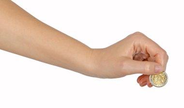 Hand with coin clipart
