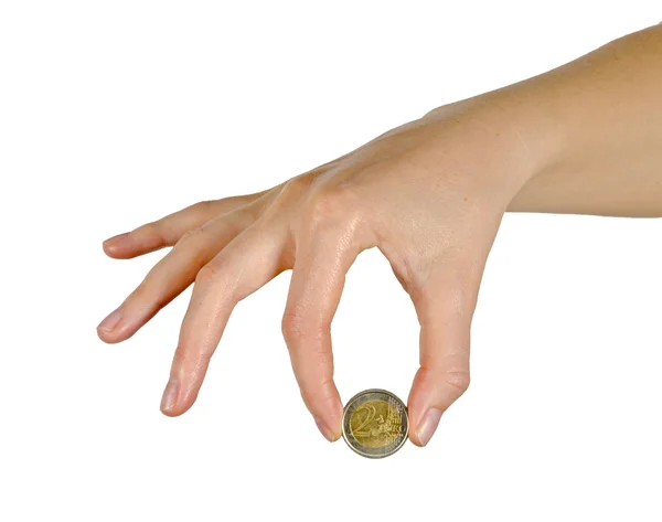 Hand with coin — Stock Photo, Image
