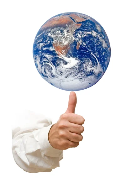 指で惑星地球 — ストック写真