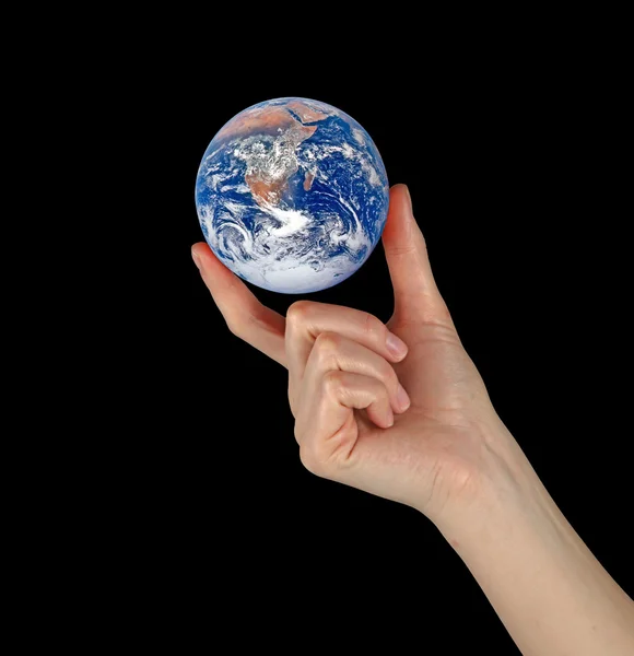 Planeet aarde in fingers.elements van deze afbeelding ingericht door nasa — Stockfoto