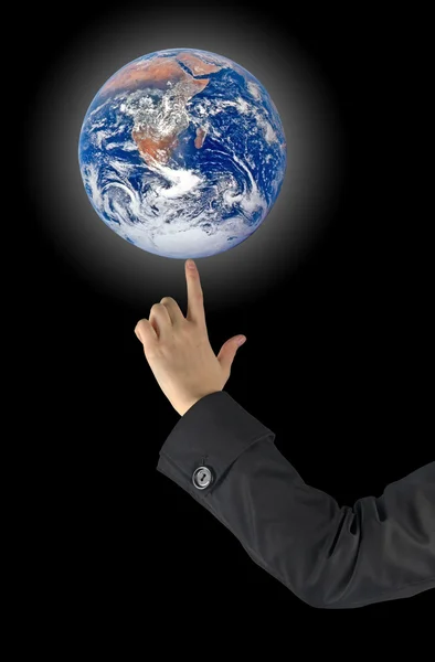 Planet Earth on finger.Elements tämän kuvan kalustettu NASA — kuvapankkivalokuva