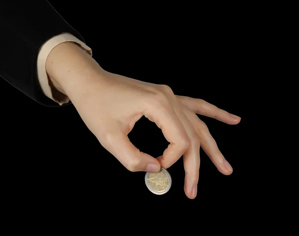 Hände mit Münzen — Stockfoto