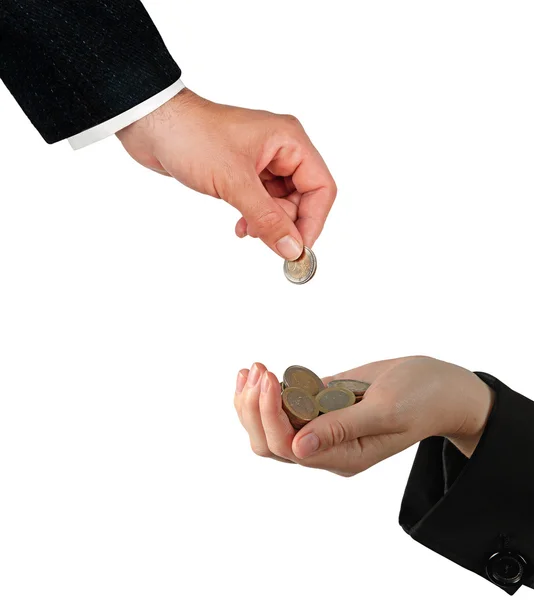 Hands with coins — Stock Photo, Image
