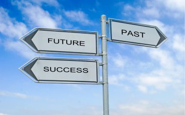 Road signs to future , success, and past clipart