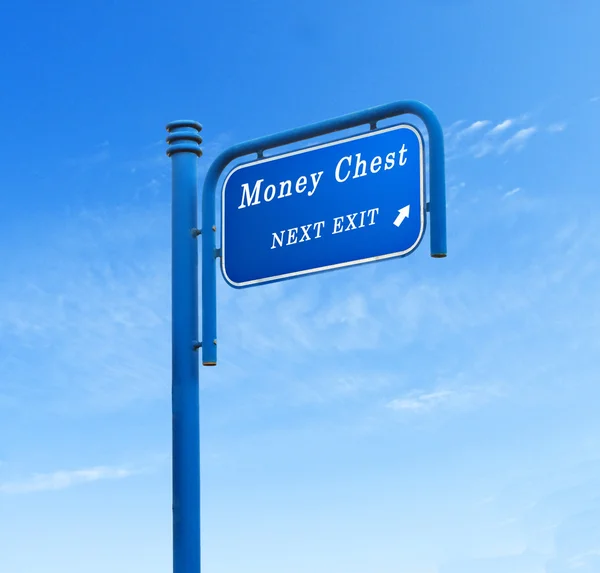 Road sign to money chest — Stock Photo, Image