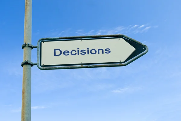Road sign to decisions — Stock Photo, Image
