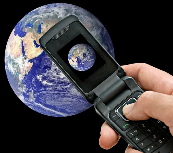 Mobile phone and Earth — Stock Photo, Image