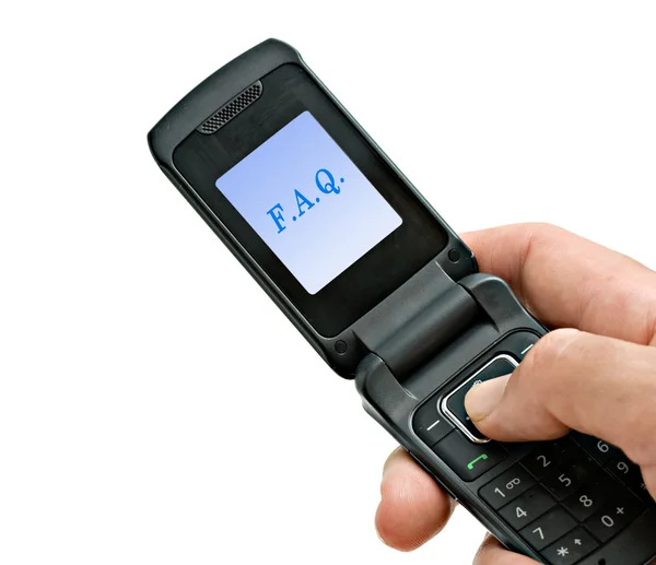 Teléfono móvil con "FAQ" mostrado en su pantalla — Foto de Stock