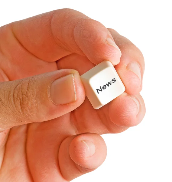 Hand with key for news — Stock Photo, Image