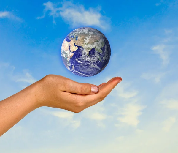 stock image Hand with planet earth