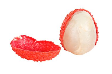 Peeled lychee isolated on white background clipart