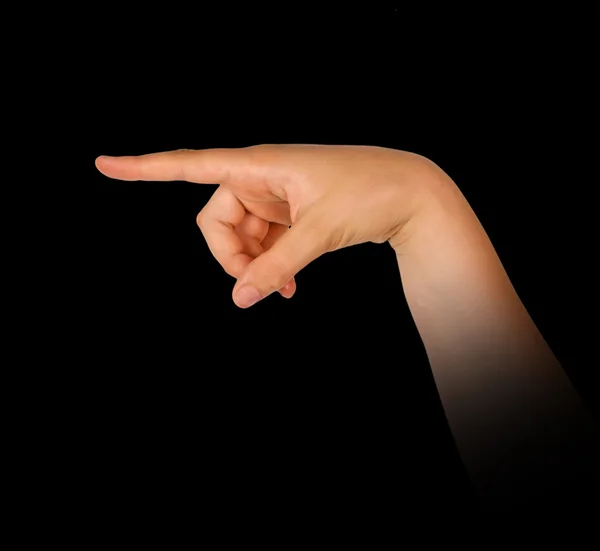 Hand pointing to left — Stock Photo, Image
