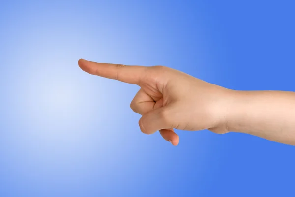 Hand pointing to left — Stock Photo, Image