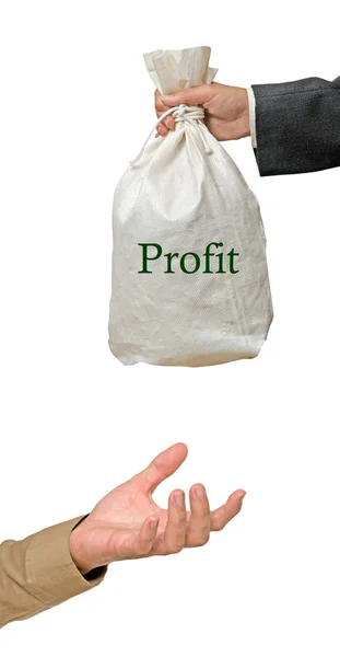 Hand holding bag with profit — Stock Photo, Image
