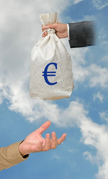 Bolsa con euro — Foto de Stock