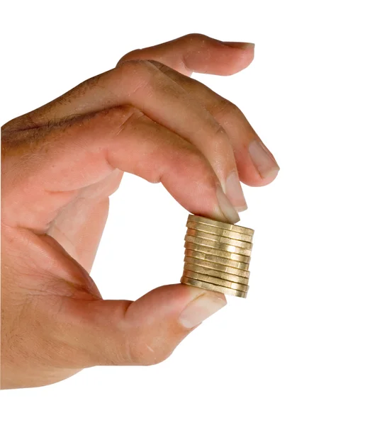 Mão com moedas — Fotografia de Stock