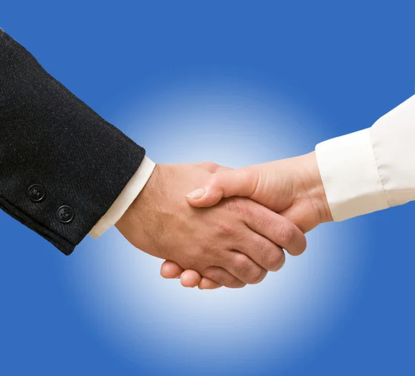 Handshaking man and woman — Stock Photo, Image