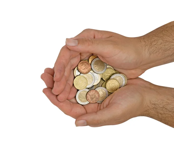 Hands with coins Royalty Free Stock Photos