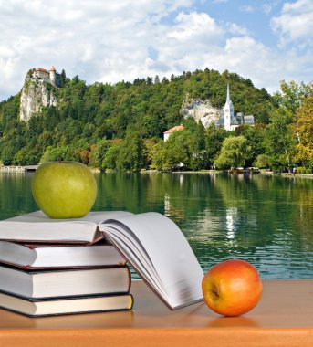 Books and apple clipart