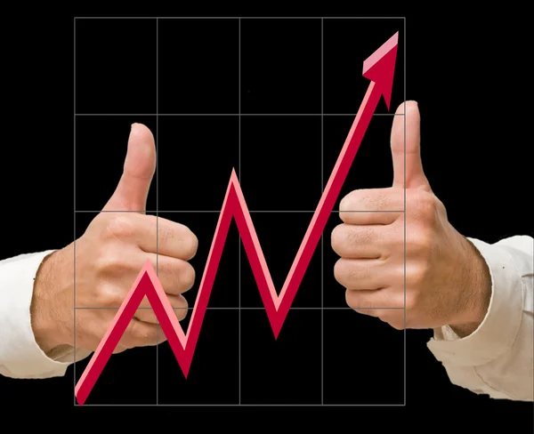 Een zakenman houdende goedkeuring van een grafiek — Stockfoto