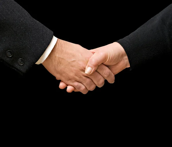 Handshaking man en vrouw — Stockfoto