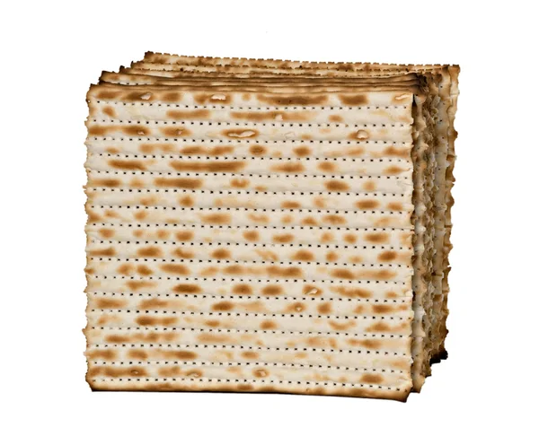 Close-up de matza quadrado isolado no fundo branco — Fotografia de Stock