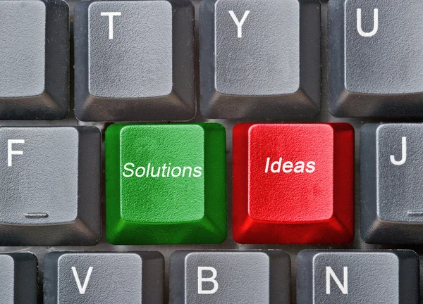 Toetsenbord met hete sleutels voor ideeën en oplossingen — Stockfoto