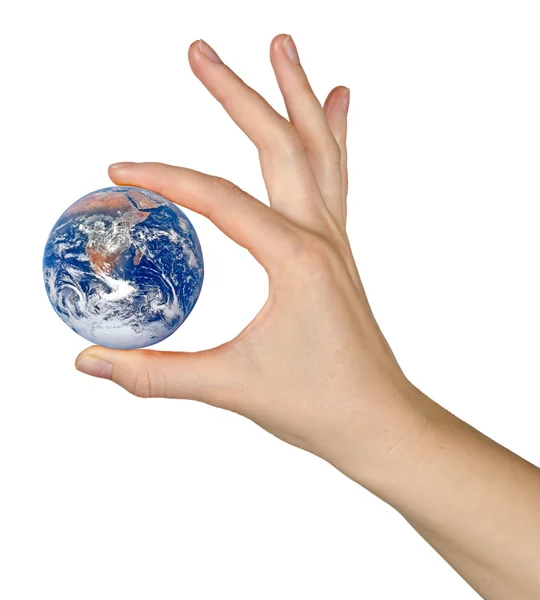 Planetjorden på finger.elements av denna bild från nasa — Stockfoto