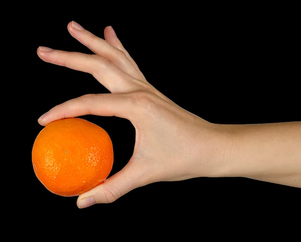 Kadın holding mandalina — Stok fotoğraf