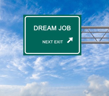 Road sign to dream job clipart