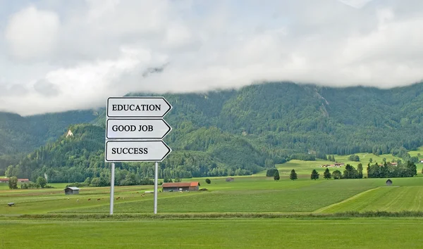 stock image Road sign to success, education, good job