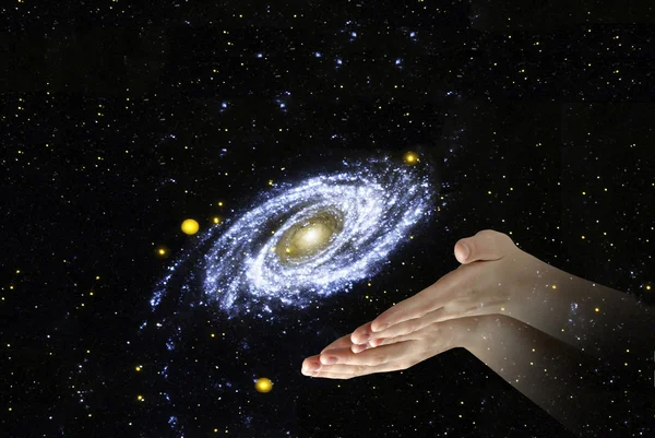 Galaxie v palms.elements tohoto obrazu, které nasa — Stock fotografie