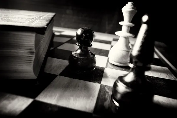 Černobílé šachy — Stock fotografie