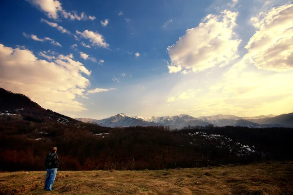 Hdr landscape with man — Stock Photo, Image