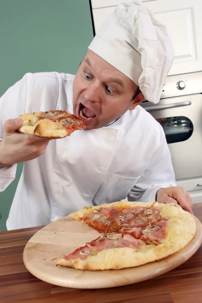 Chef e pizza — Foto Stock