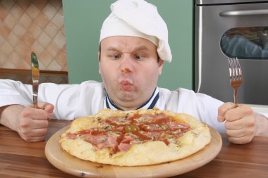 Chef and pizza clipart