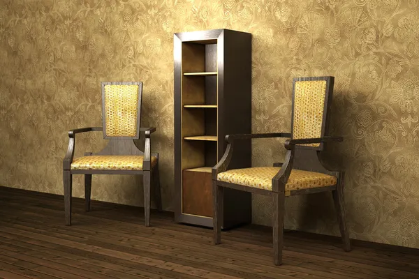 Старі розкішні стільці в кімнаті — стокове фото