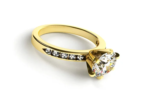Zlatý prsten s diamanty — Stock fotografie