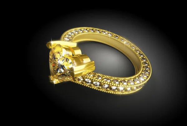 Goldring mit Diamanten — Stockfoto