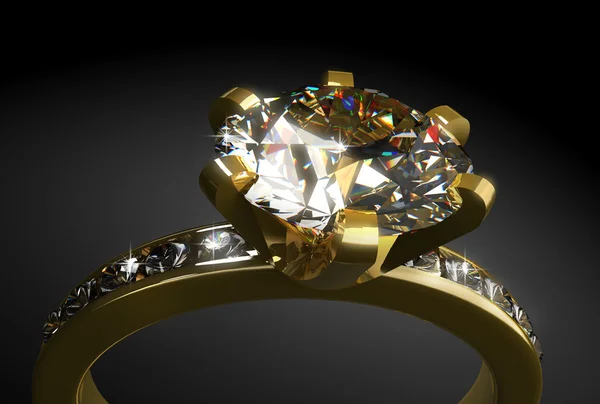 Gold ring with diamonds Stock Image