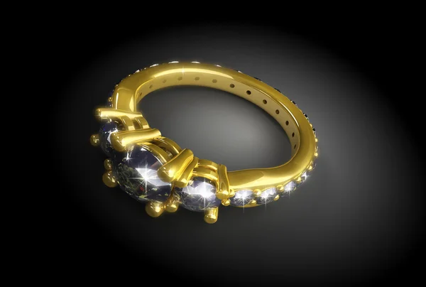 Arany gyűrű gyémánttal — Stock Fotó